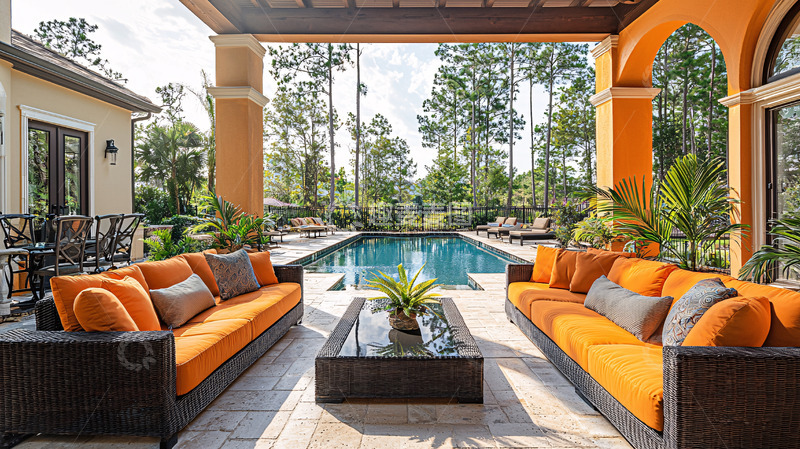 高清大图下载【趣麦麦图】豪华泳池别墅露台