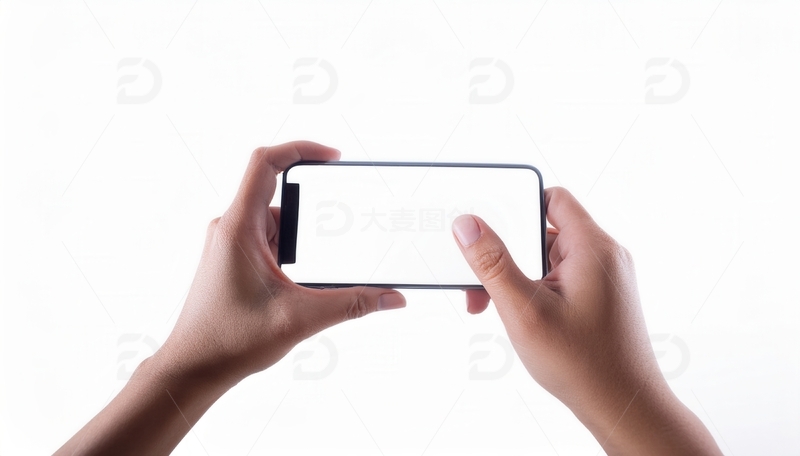高清大图下载【趣麦麦图】双手持握空白屏的现代智能手机