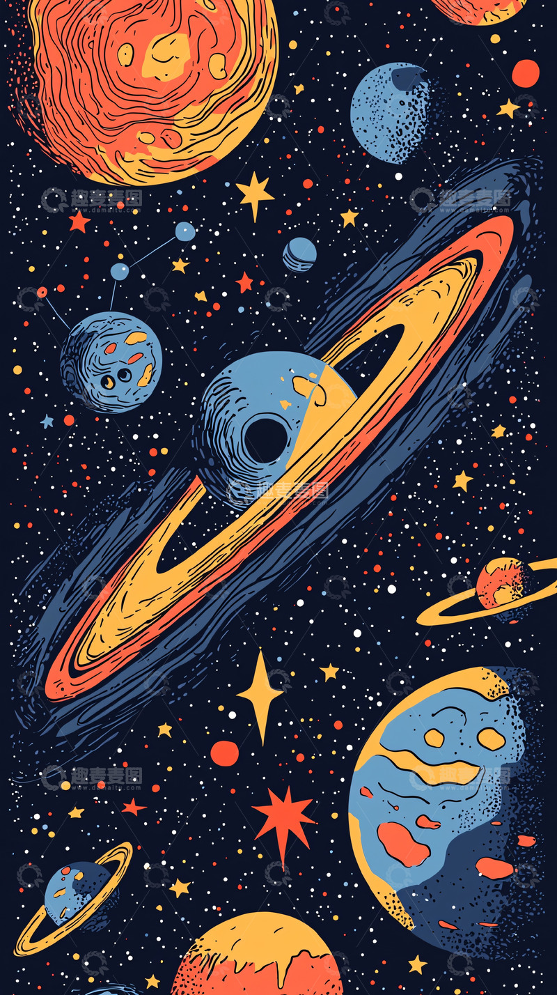 高清大图下载【趣麦麦图】宇宙星空插画