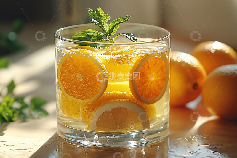 高清大图下载【趣麦麦图】橙子柠檬水