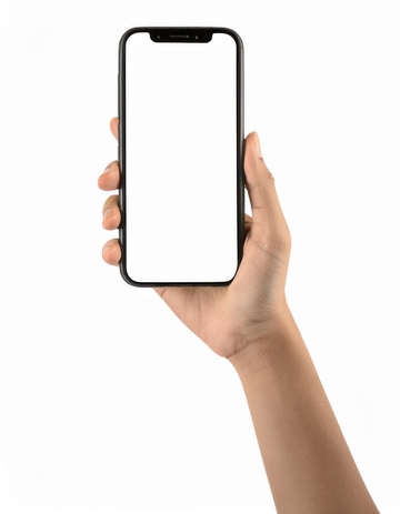 单手举着空白屏幕的智能手机