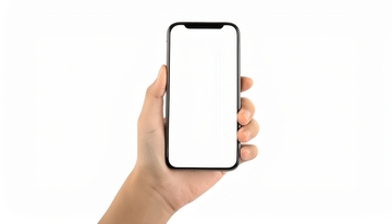 单手握住空白屏幕的智能手机