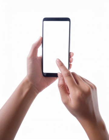 双手操作白色屏幕的智能手机