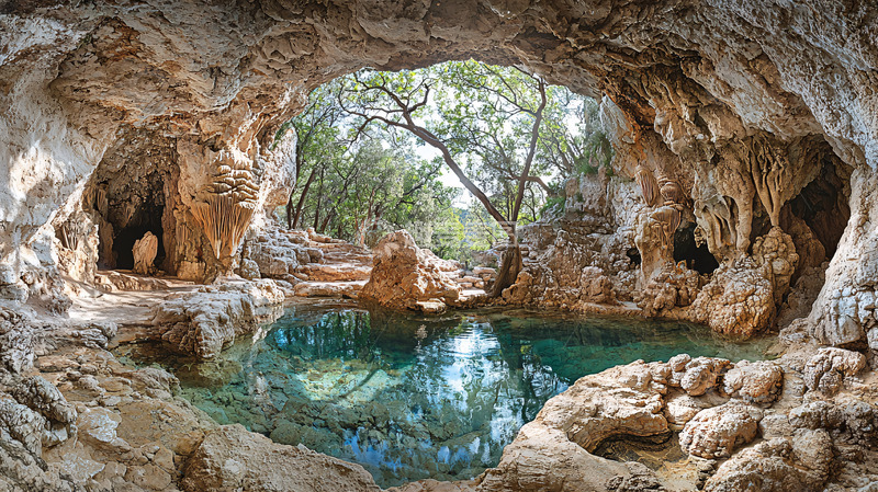 高清大图下载【趣麦麦图】洞穴里的清澈水池