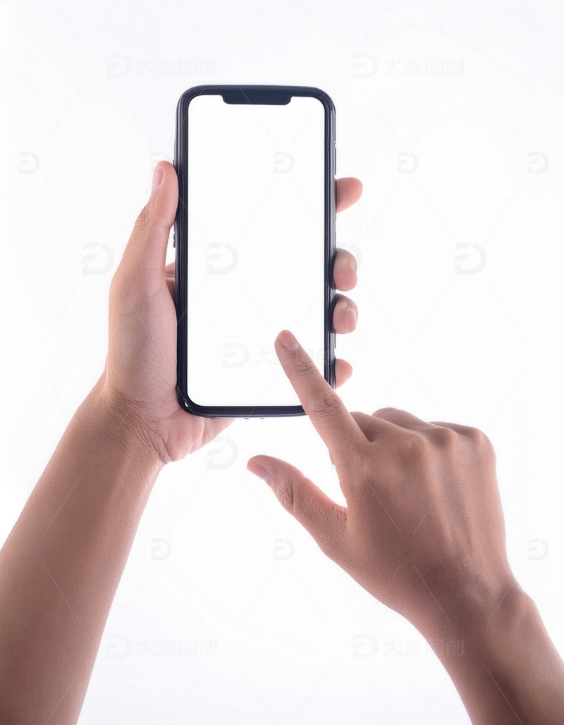 高清大图下载【趣麦麦图】双手操作空白屏幕的智能手机2