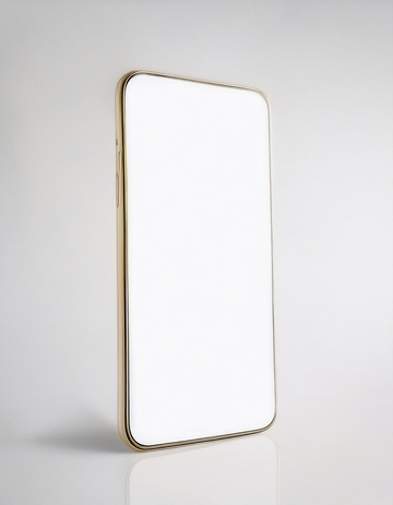 金色边框空白屏的直立智能手机