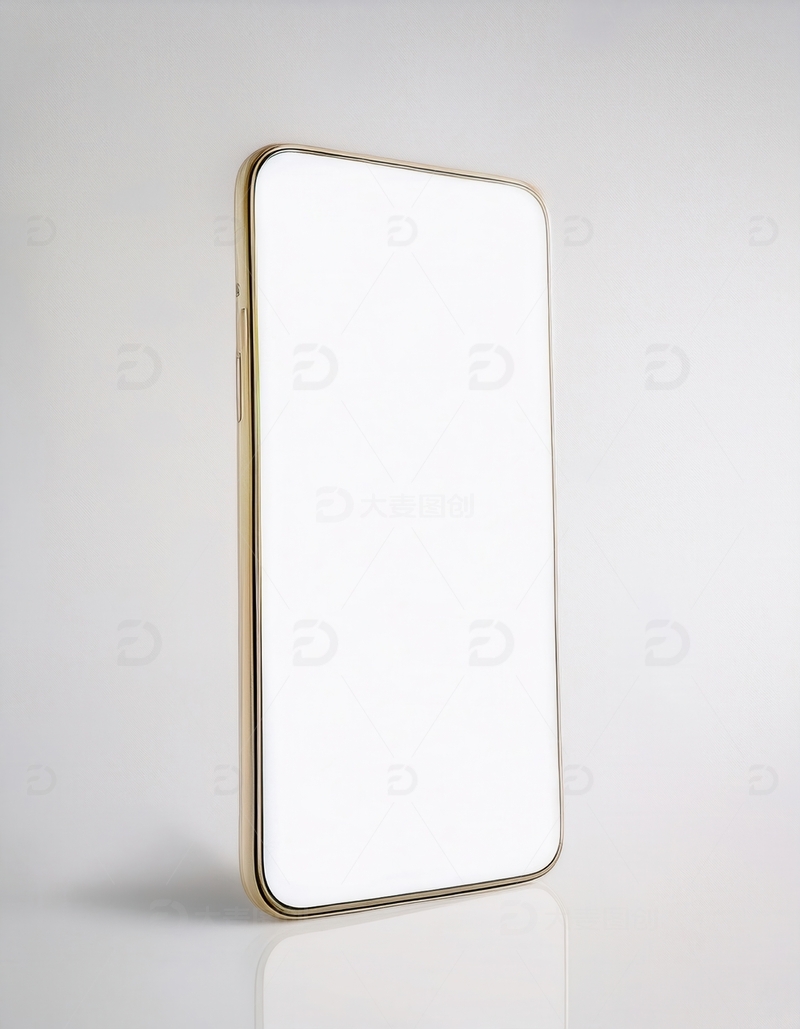 高清大图下载【趣麦麦图】金色边框空白屏的直立智能手机