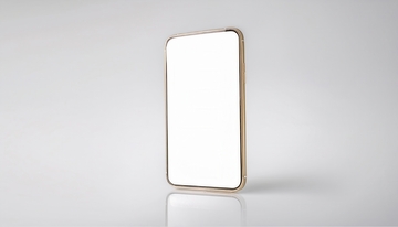 金色边框竖置空白屏幕手机样机