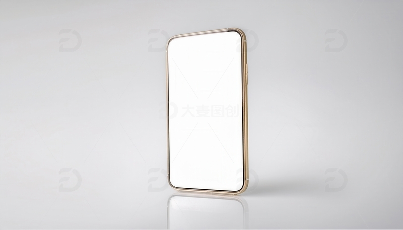 高清大图下载【趣麦麦图】金色边框竖置空白屏幕手机样机