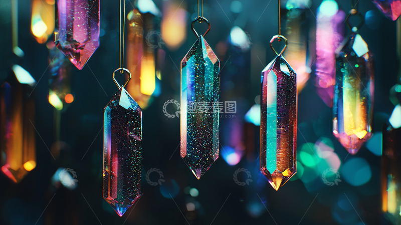高清大图下载【趣麦麦图】彩色水晶吊坠