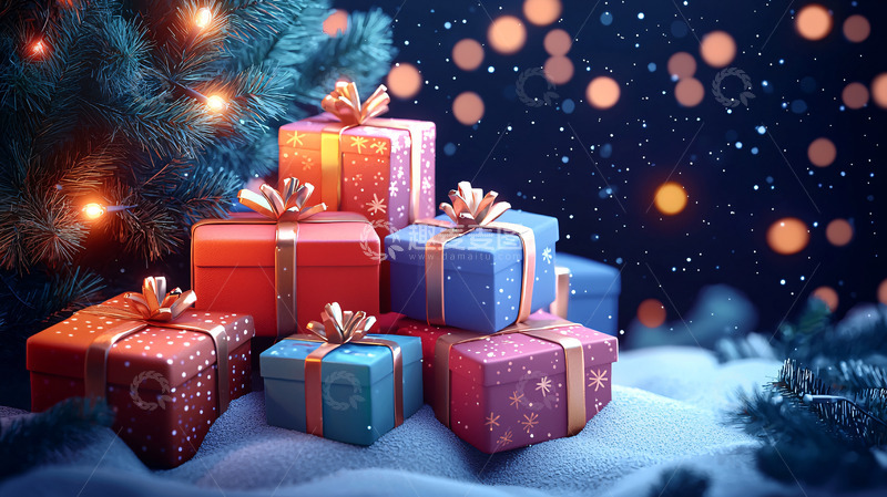 高清大图下载【趣麦麦图】圣诞礼物堆
