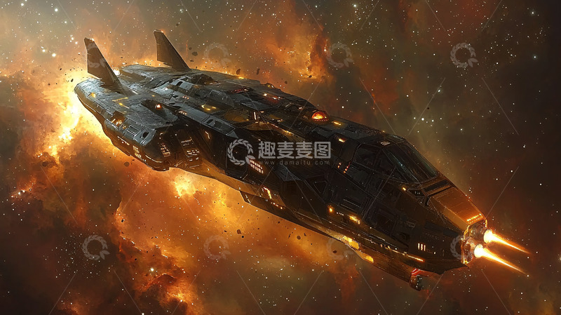 高清大图下载【趣麦麦图】宇宙飞船火焰背景