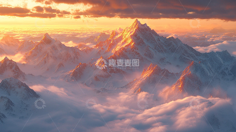 高清大图下载【趣麦麦图】日出雪山云海