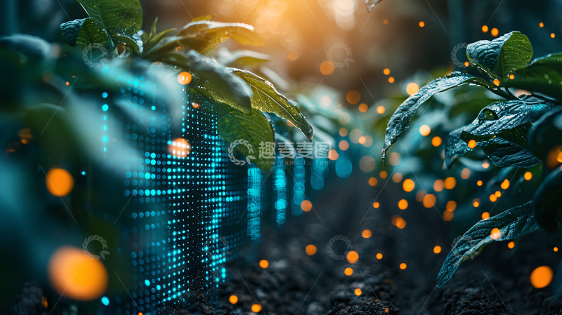 高清大图下载【趣麦麦图】光点环绕的科技感植物