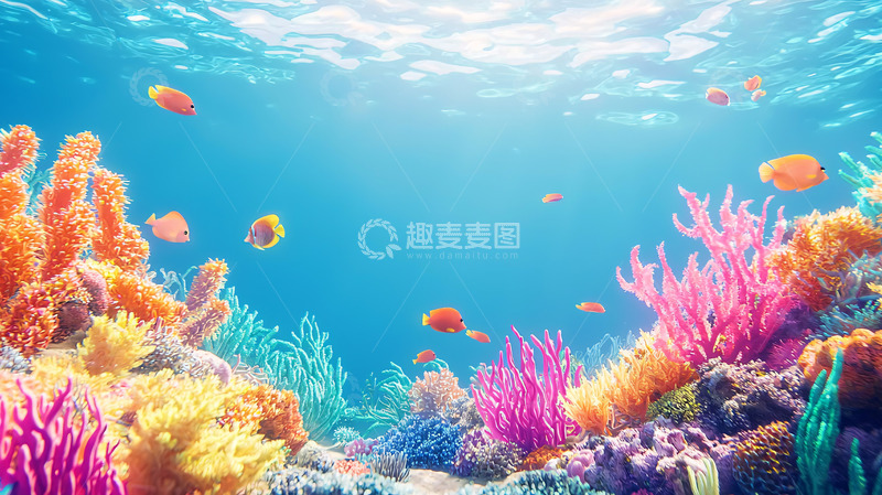 高清大图下载【趣麦麦图】梦幻般海底珊瑚礁景观