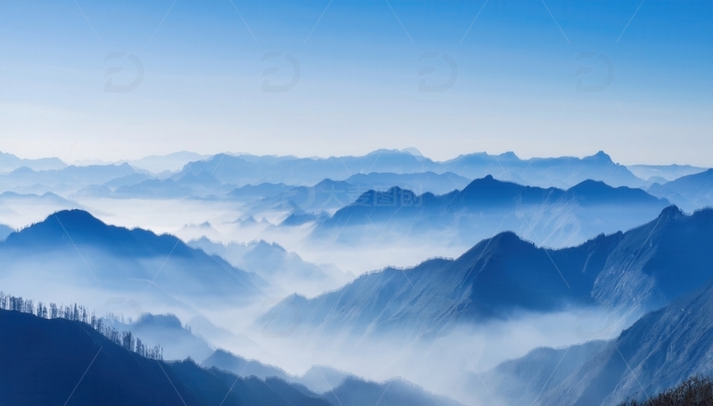 高清大图下载【趣麦麦图】薄雾笼罩下的黄山层峦叠嶂美景