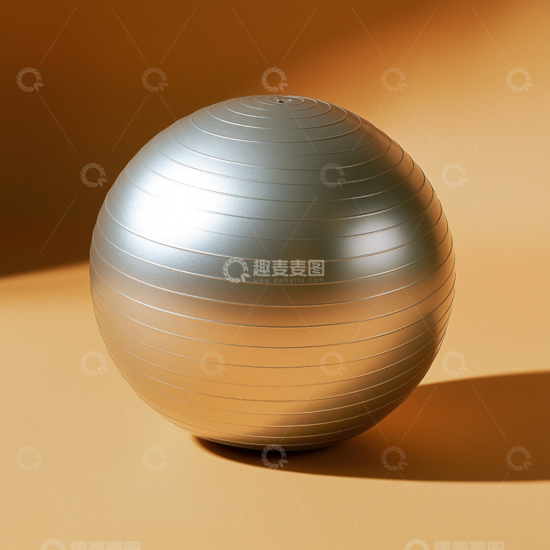 银色健身球静物特写
