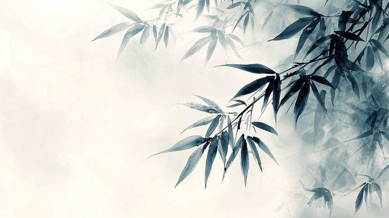 高清大图下载【趣麦麦图】水墨竹叶
