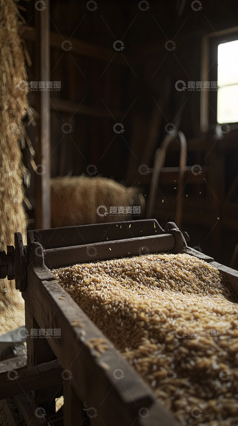 高清大图下载【趣麦麦图】老旧谷物加工机