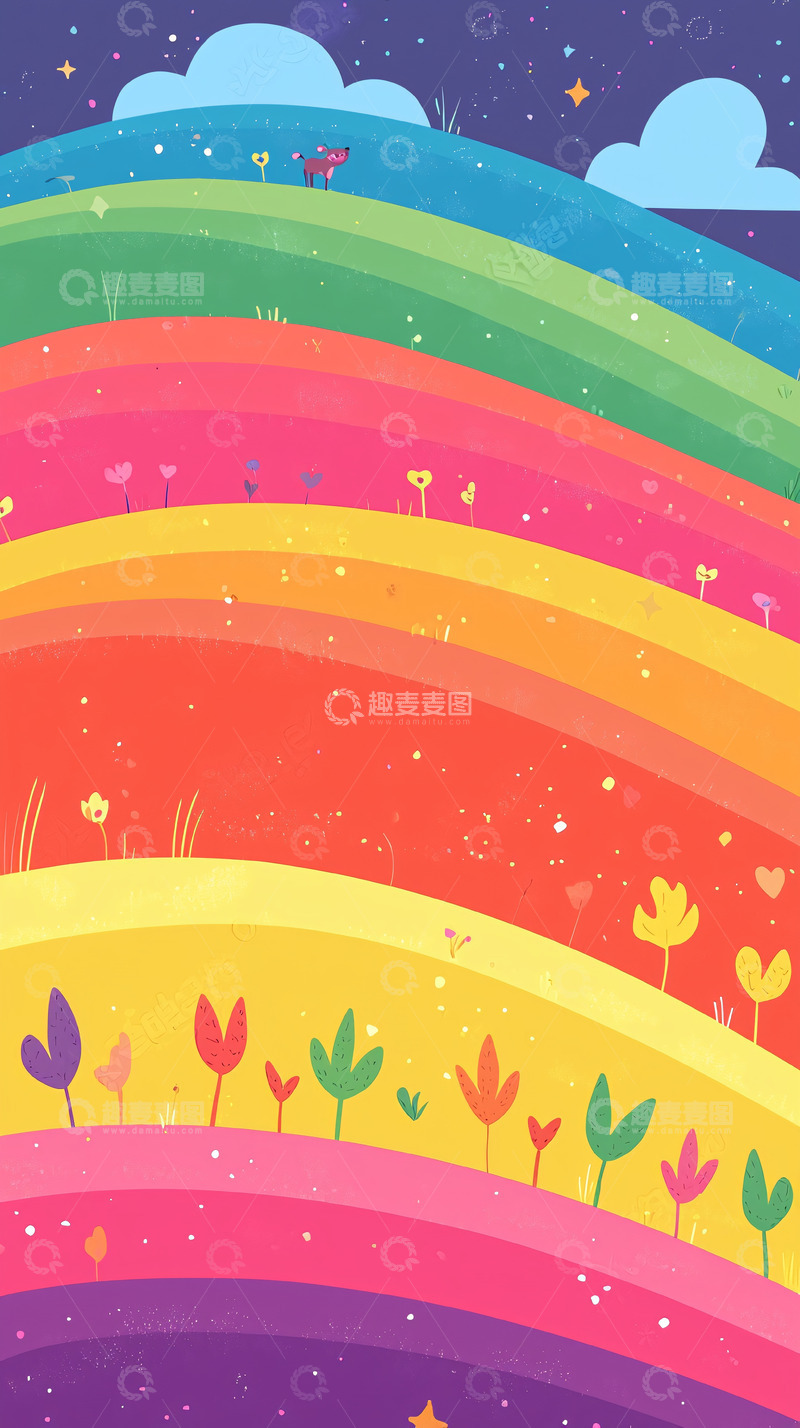 高清大图下载【趣麦麦图】彩虹山丘