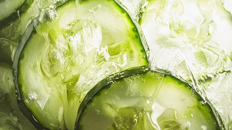 高清大图下载【趣麦麦图】黄瓜切片浸泡水中