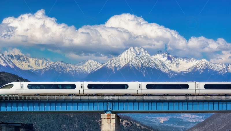 高清大图下载【趣麦麦图】高铁越桥，穿梭于雪山云海之中