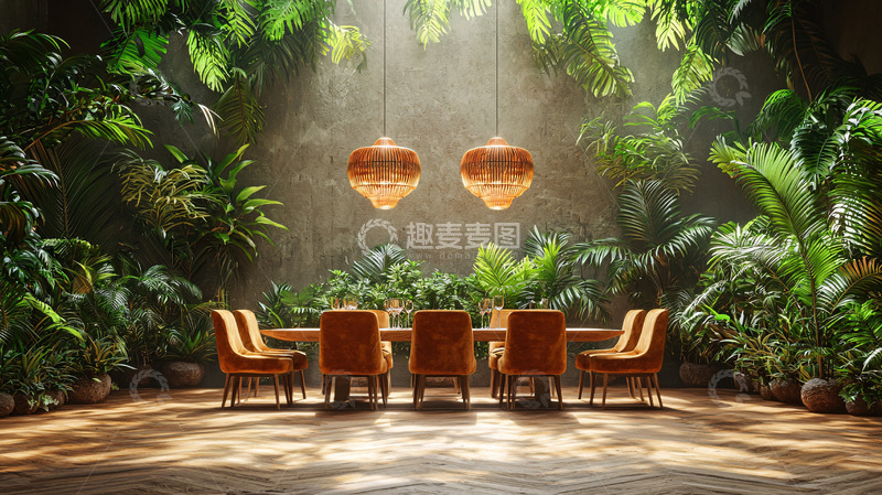 高清大图下载【趣麦麦图】热带雨林中的餐厅
