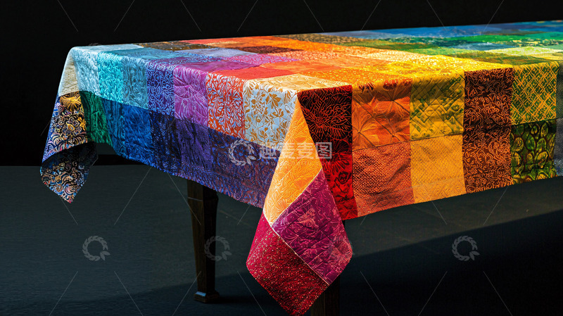 高清大图下载【趣麦麦图】彩虹色拼接桌布
