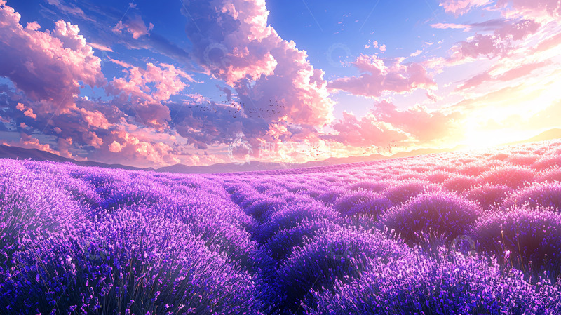 高清大图下载【趣麦麦图】紫色薰衣草田