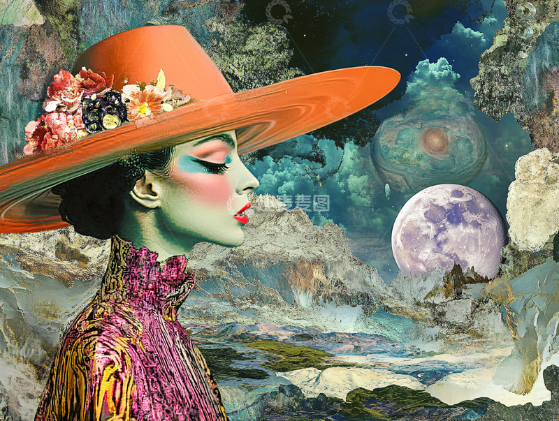 高清大图下载【趣麦麦图】戴宽檐帽的女子