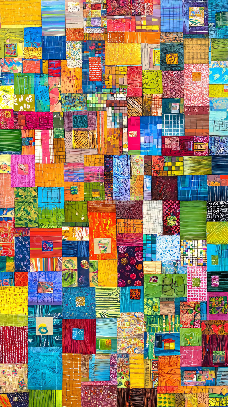 高清大图下载【趣麦麦图】色彩斑斓的拼布图案
