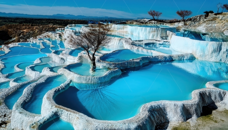 高清大图下载【趣麦麦图】梦幻蓝池中的孤树奇景