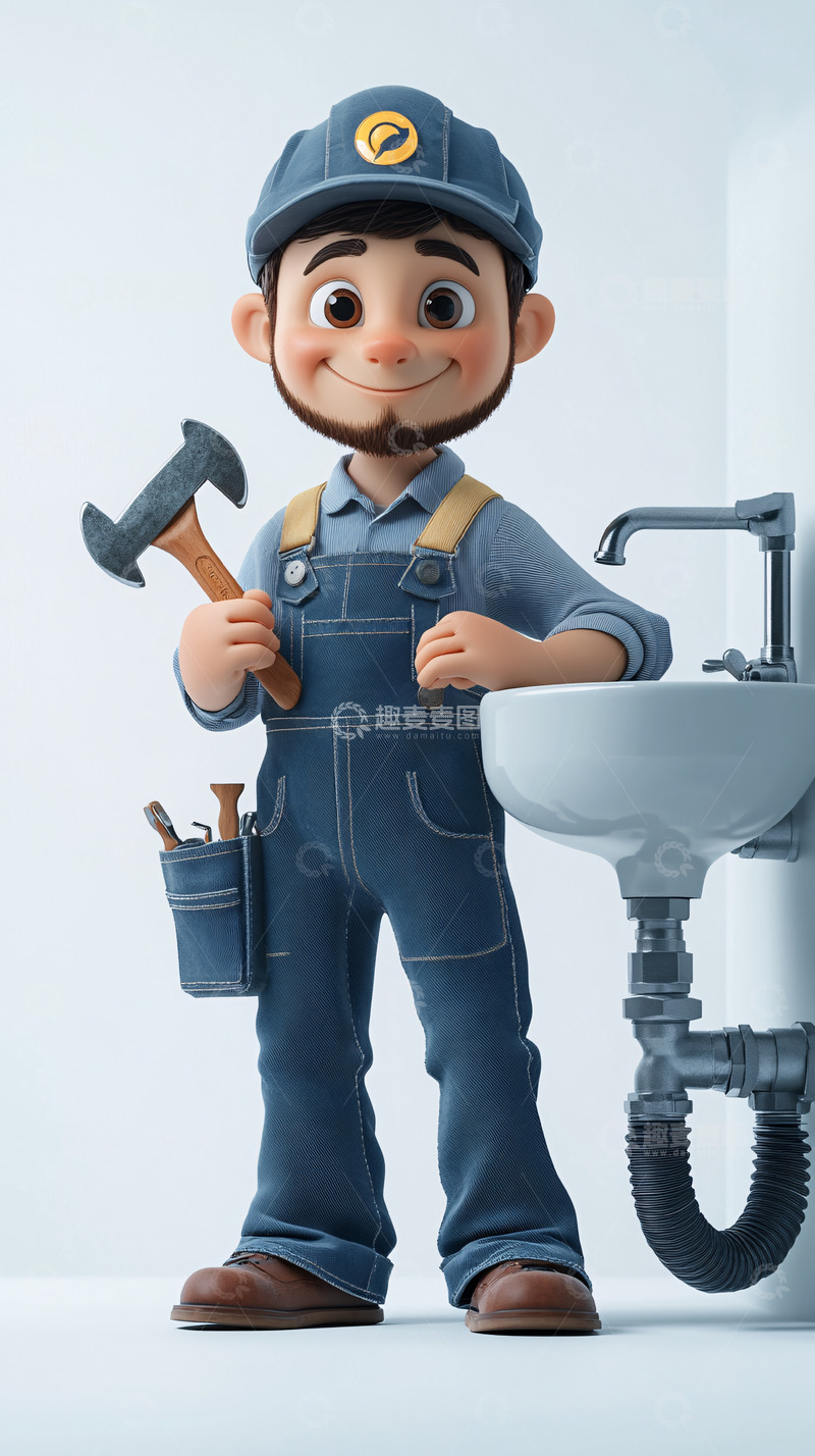 高清大图下载【趣麦麦图】卡通水管工