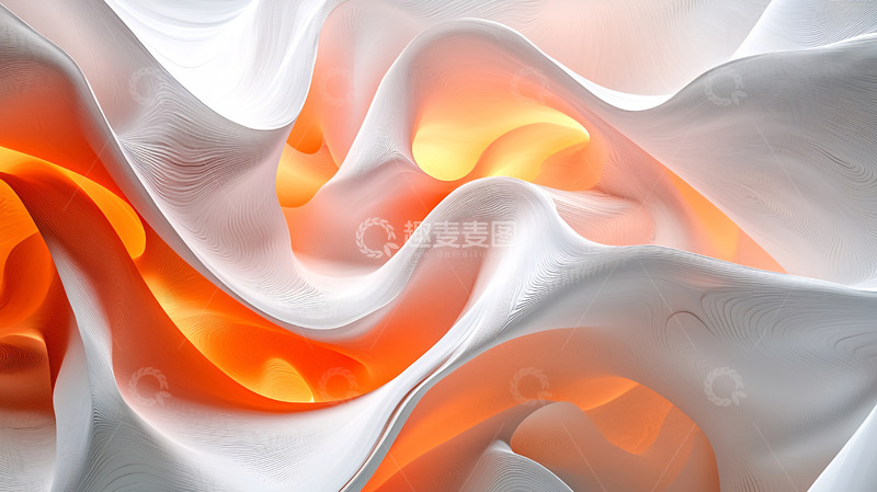 高清大图下载【趣麦麦图】抽象白色橘色波浪背景