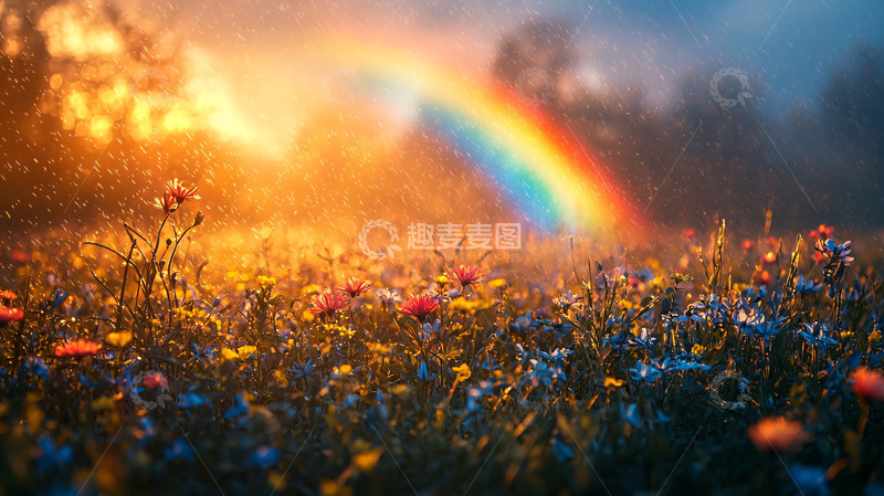 高清大图下载【趣麦麦图】彩虹田野鲜花