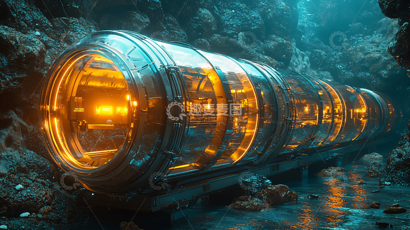 高清大图下载【趣麦麦图】深海透明金属管道
