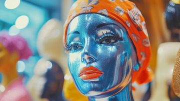 蓝色金属感人头模特