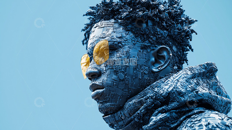 高清大图下载【趣麦麦图】蓝色皮肤男士