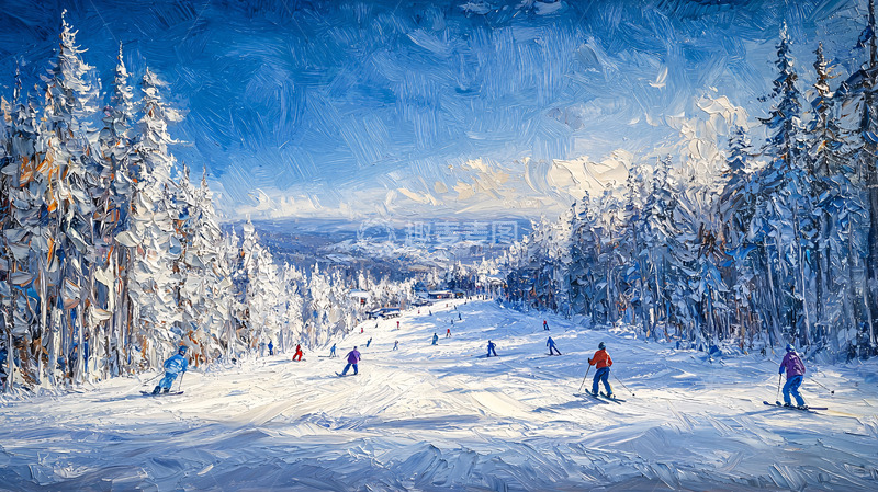 高清大图下载【趣麦麦图】雪山滑雪风景