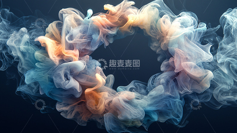 高清大图下载【趣麦麦图】彩色烟雾环绕的空心圆