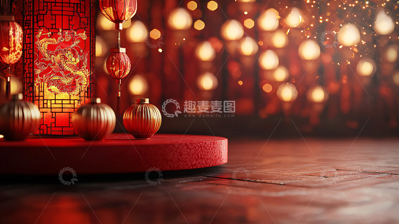 高清大图下载【趣麦麦图】红灯笼中国风背景