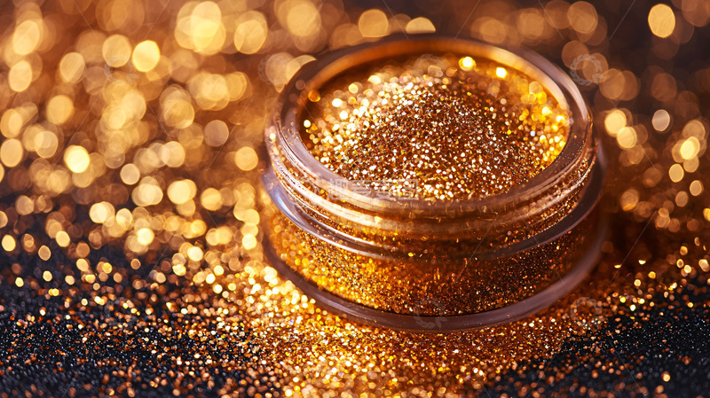 高清大图下载【趣麦麦图】金色闪光颗粒罐装特写