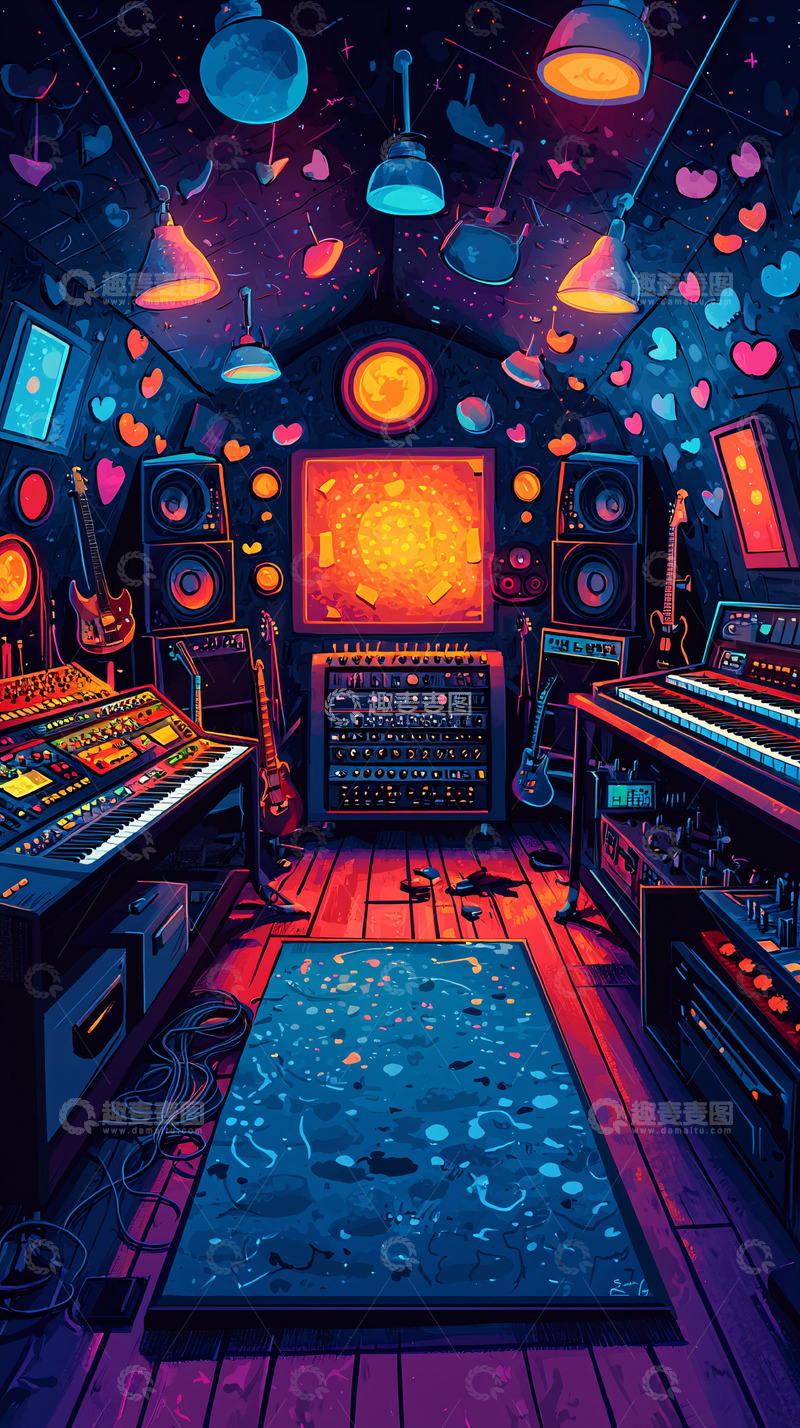 高清大图下载【趣麦麦图】音乐工作室内部场景