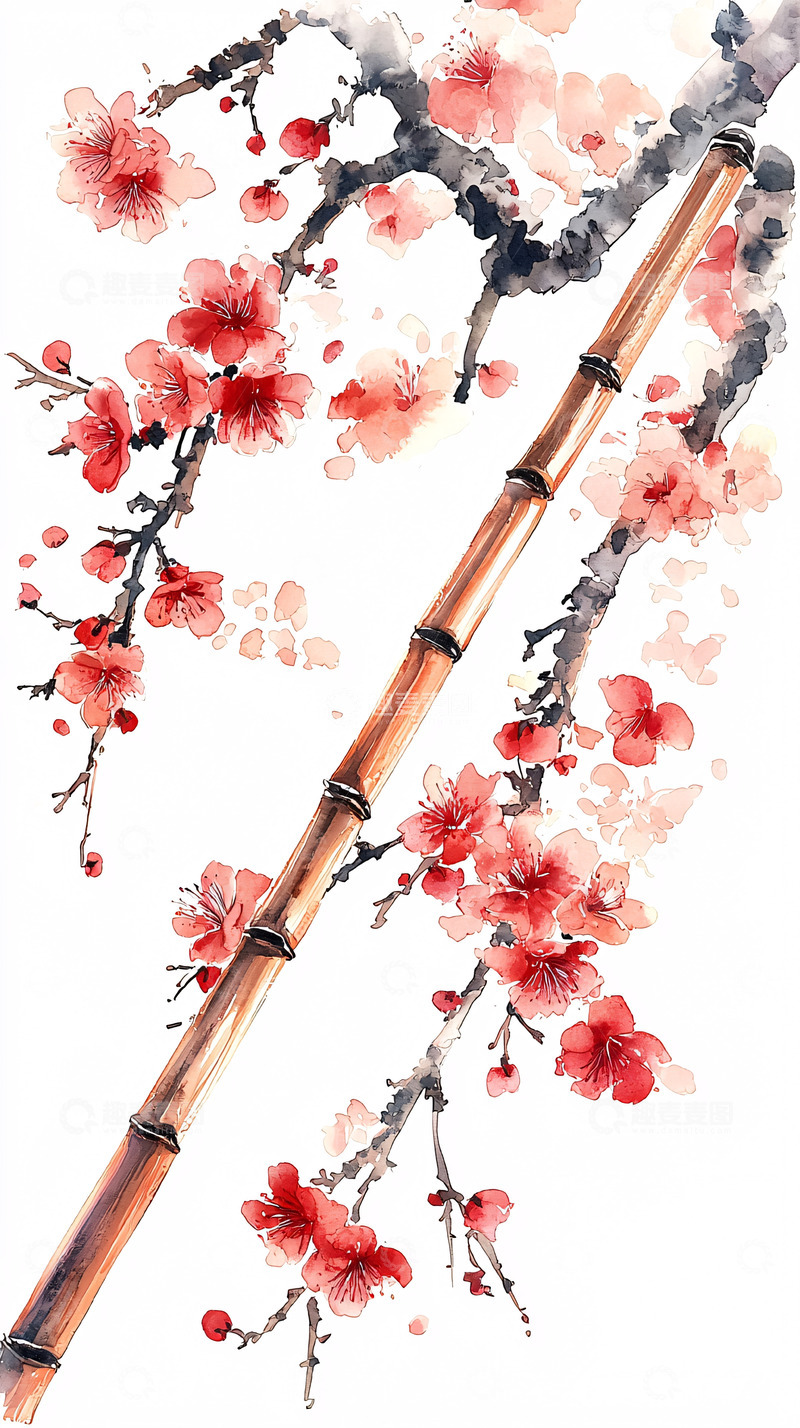 高清大图下载【趣麦麦图】水墨画梅花竹子
