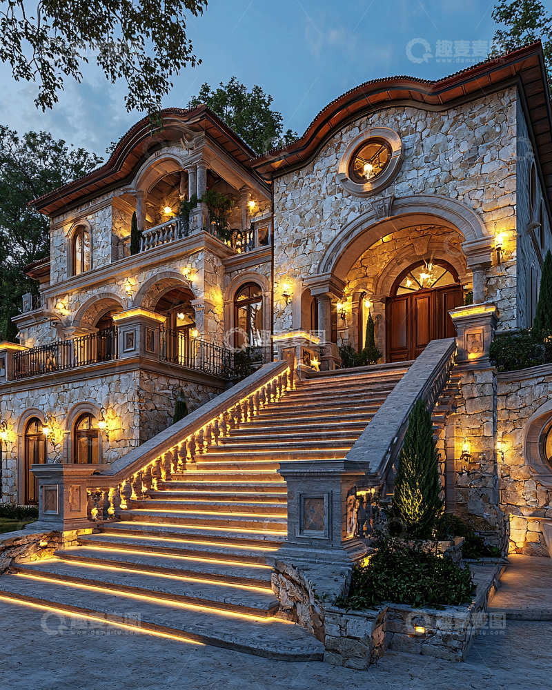 高清大图下载【趣麦麦图】夜晚奢华别墅