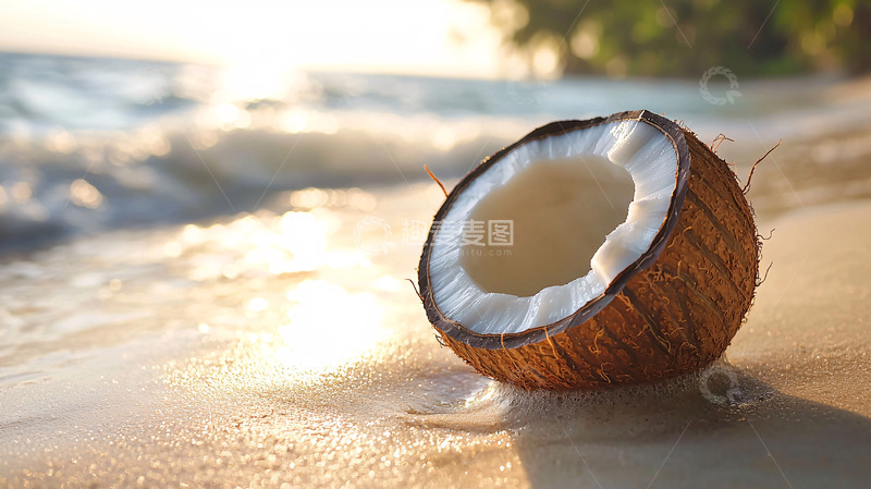 高清大图下载【趣麦麦图】海滩上的椰子