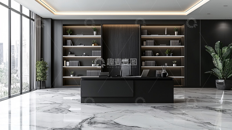 高清大图下载【趣麦麦图】现代简约黑色办公室