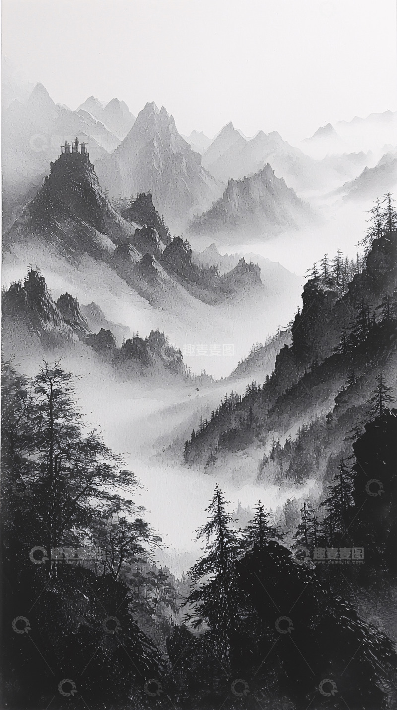 高清大图下载【趣麦麦图】水墨山水风景画