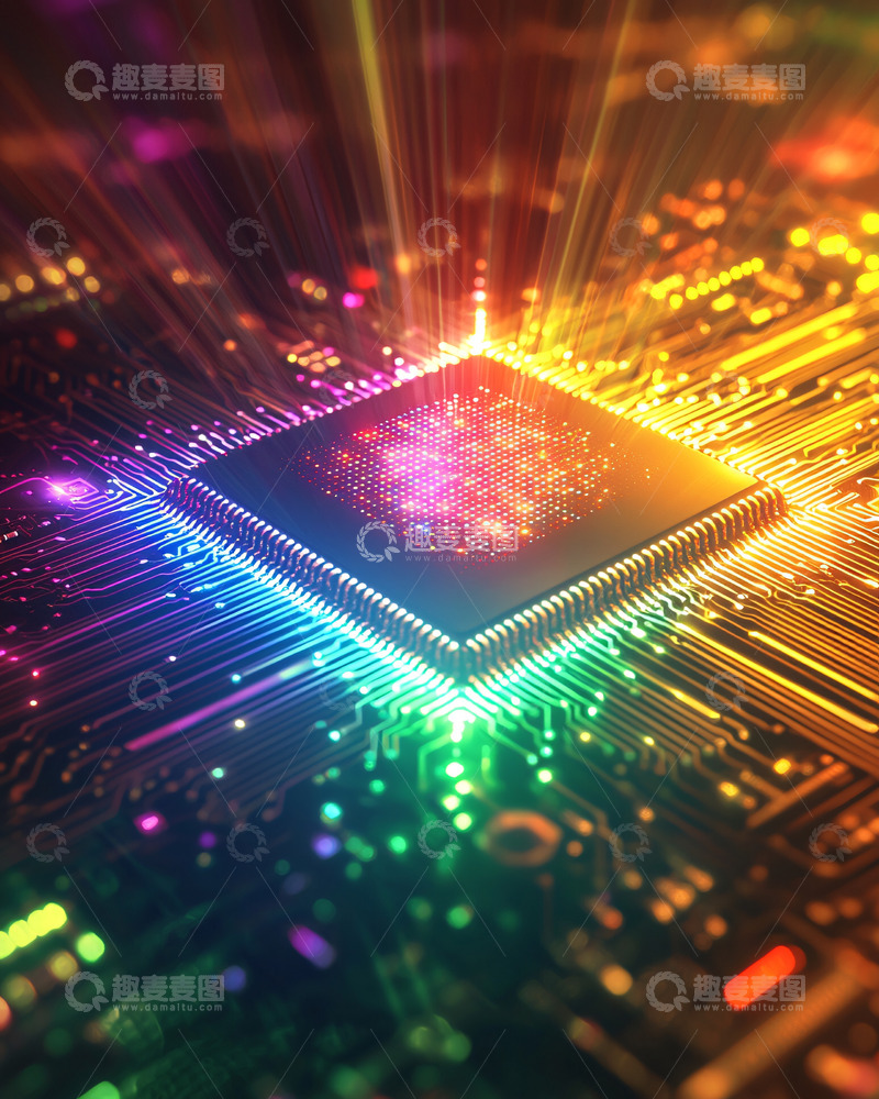 高清大图下载【趣麦麦图】彩色光效芯片