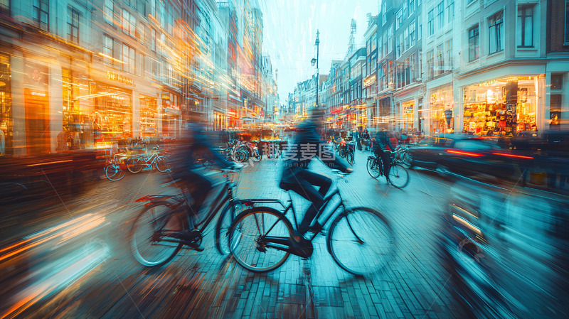 高清大图下载【趣麦麦图】雨夜骑行城市街道